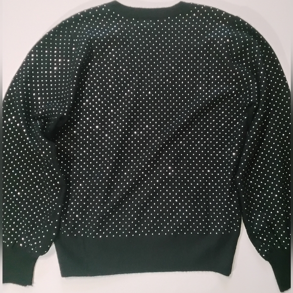 Elan Womens Sweater Large Black Sequin Studded Y2K Cocktail Party Comfy Chic Top - Picture 3 of 6